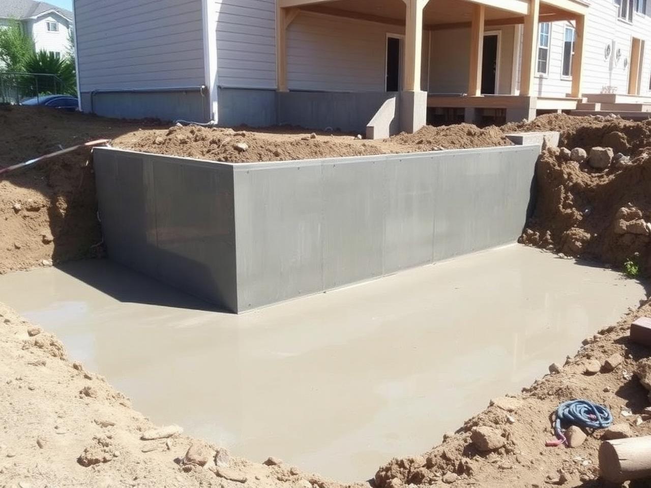 Poured concrete foundation and footer for a new residential build in Raleigh NC